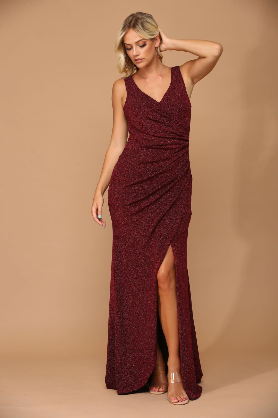 Eva USA 3436 Long Sleeveless Metallic Mother of the Bride Dress - Mother of the Bride Dress