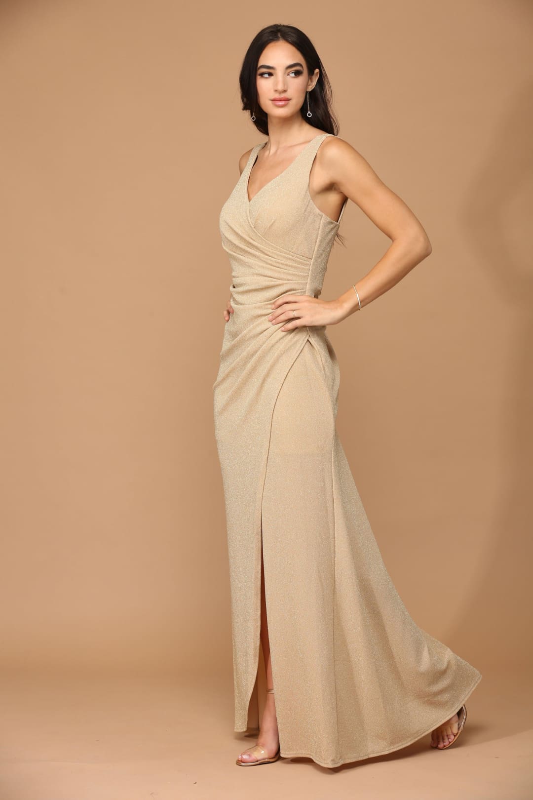 Eva USA 3436 Long Sleeveless Metallic Mother of the Bride Dress - Mother of the Bride Dress