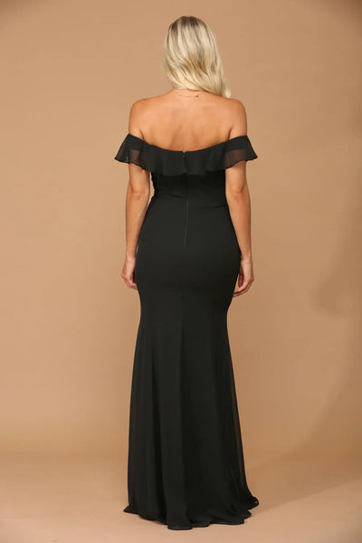 Eva USA 3438 Long Off Shoulder Formal Bridesmaids Chiffon Dress - Long Bridesmaids Dress