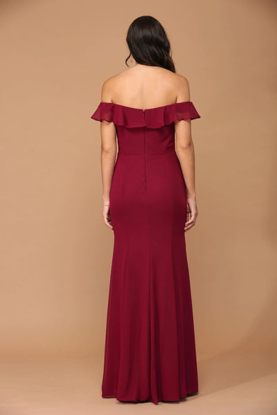 Eva USA 3438 Long Off Shoulder Formal Bridesmaids Chiffon Dress - Long Bridesmaids Dress