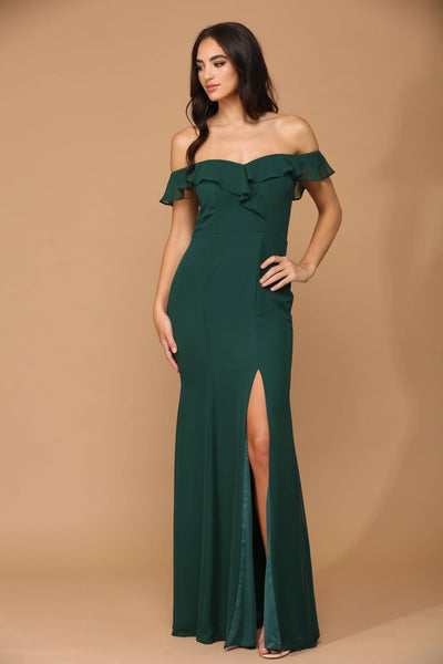 Eva USA 3438 Long Off Shoulder Formal Bridesmaids Chiffon Dress - Long Bridesmaids Dress