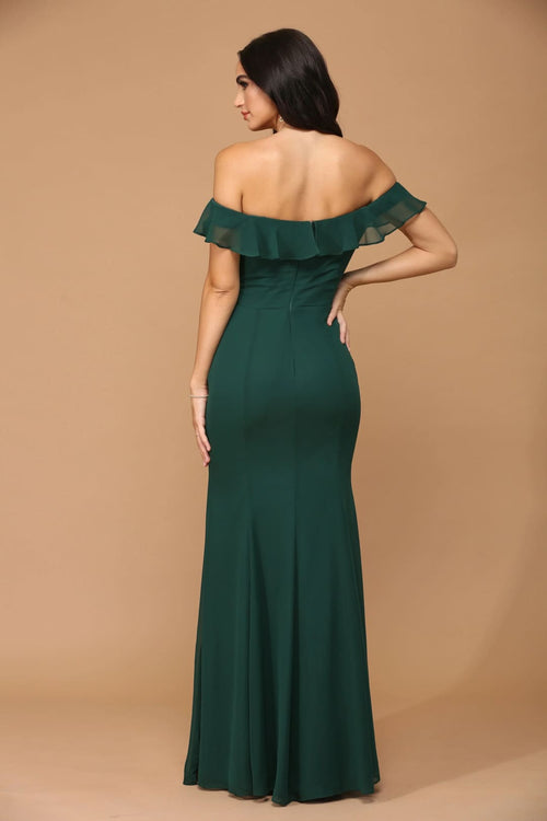 Eva USA 3438 Long Off Shoulder Formal Bridesmaids Chiffon Dress - Long Bridesmaids Dress