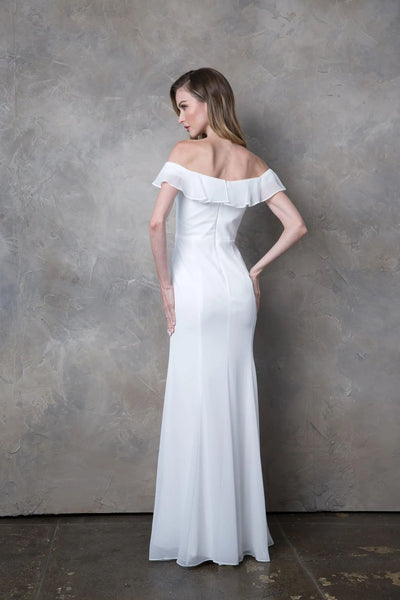 Eva USA 3438 Long Off Shoulder Formal Bridesmaids Chiffon Dress - Long Bridesmaids Dress