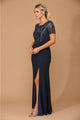 Eva USA 3439 Short Sleeve Mother of the Bride Long Sequin Dress - Dress
