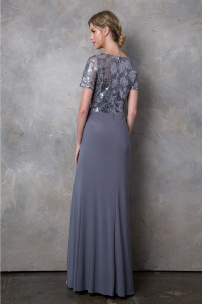 Eva USA 3439 Short Sleeve Mother of the Bride Long Sequin Dress - Dress