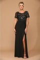 Eva USA 3439 Short Sleeve Mother of the Bride Long Sequin Dress - Dress