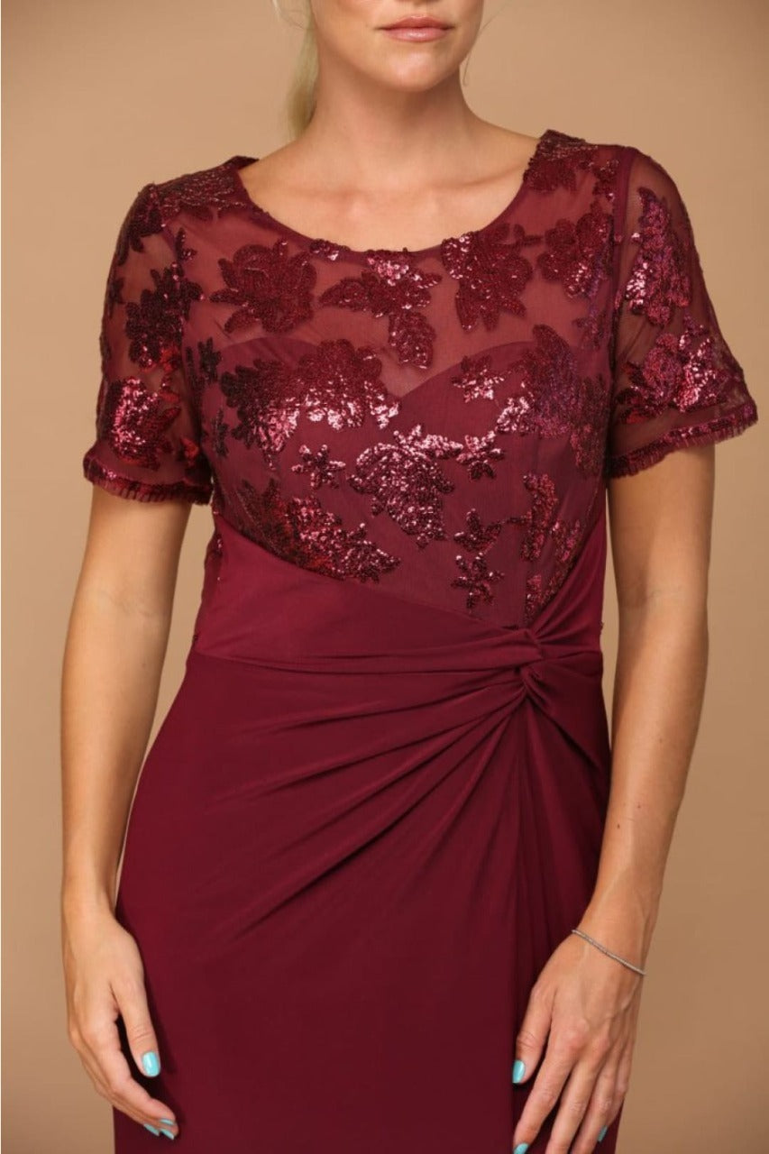 Vestido de madre de la novia plateado de manga corta Stella Couture 22062 - Nueva colección