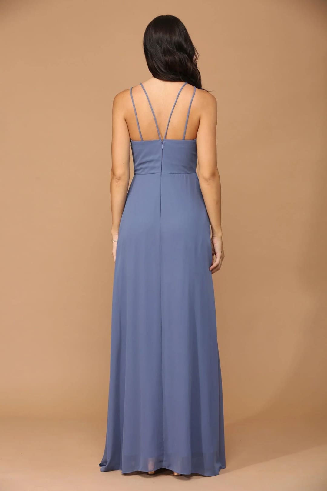 Eva USA 3440 Long Halter Formal Chiffon Bridesmaids Dress - Long Bridesmaids Dress