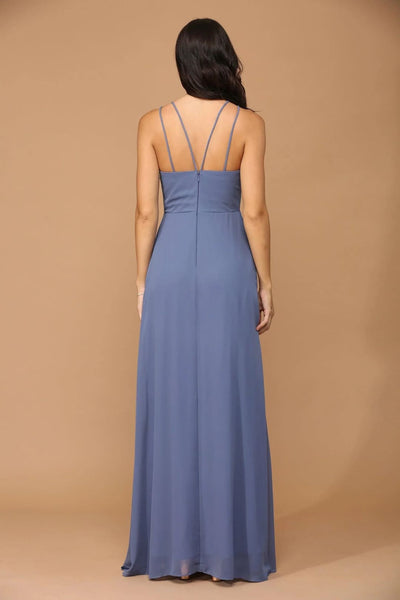 Eva USA 3440 Long Halter Formal Chiffon Bridesmaids Dress - Long Bridesmaids Dress
