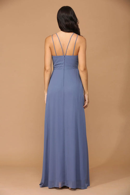 Eva USA 3440 Long Halter Formal Chiffon Bridesmaids Dress - Long Bridesmaids Dress
