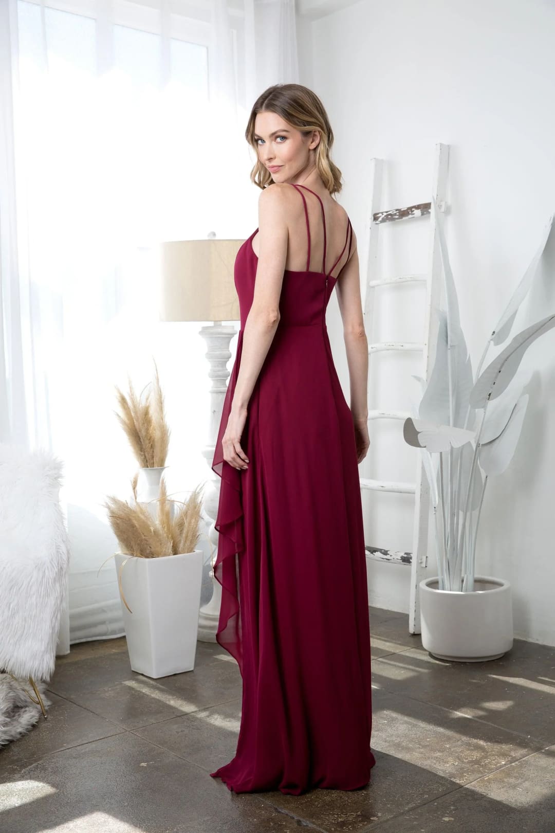 Eva USA 3440 Long Halter Formal Chiffon Bridesmaids Dress - Long Bridesmaids Dress