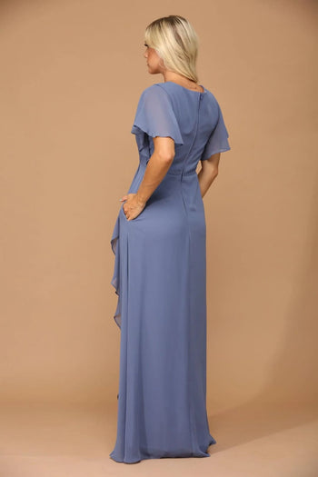 Eva USA 3442 Long Formal Ruffle Sleeve Chiffon Evening Dress - Formal Dress