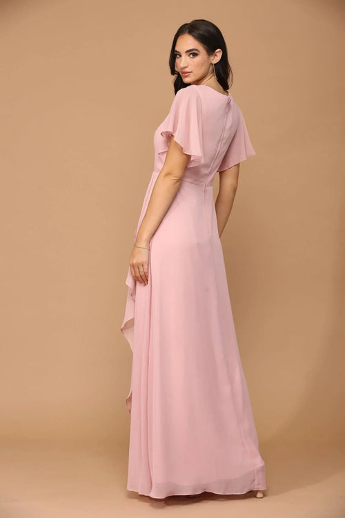 Eva USA 3442 Long Formal Ruffle Sleeve Chiffon Evening Dress - Formal Dress
