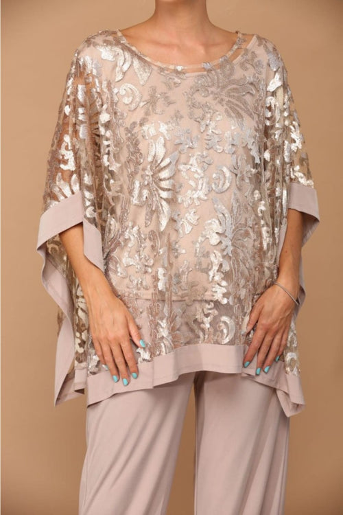 Eva USA 3443 Mother of the Bride 3-PC Pant Set W/ Tank Top & Cape - Dress