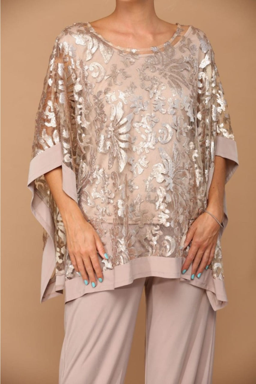 Eva USA 3443 Mother of the Bride 3-PC Pant Set W/ Tank Top & Cape - Dress