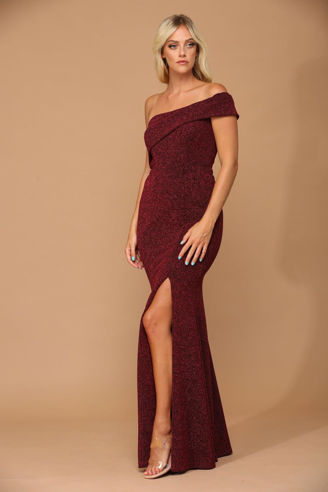 Eva USA 3445 Long One Shoulder Formal Metallic Prom Dress - Prom Long Dress