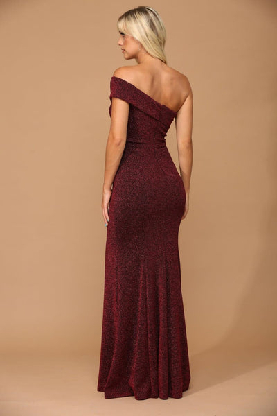 Eva USA 3445 Long One Shoulder Formal Metallic Prom Dress - Prom Long Dress
