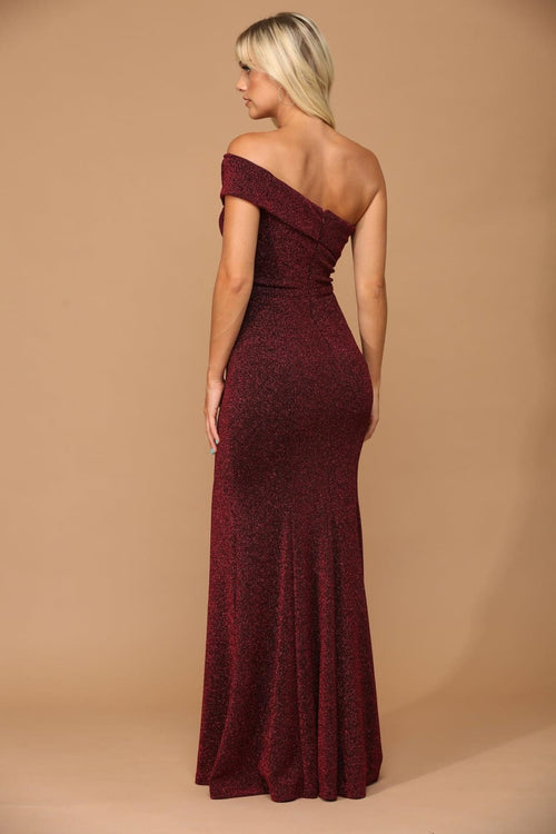 Eva USA 3445 Long One Shoulder Formal Metallic Prom Dress - Prom Long Dress