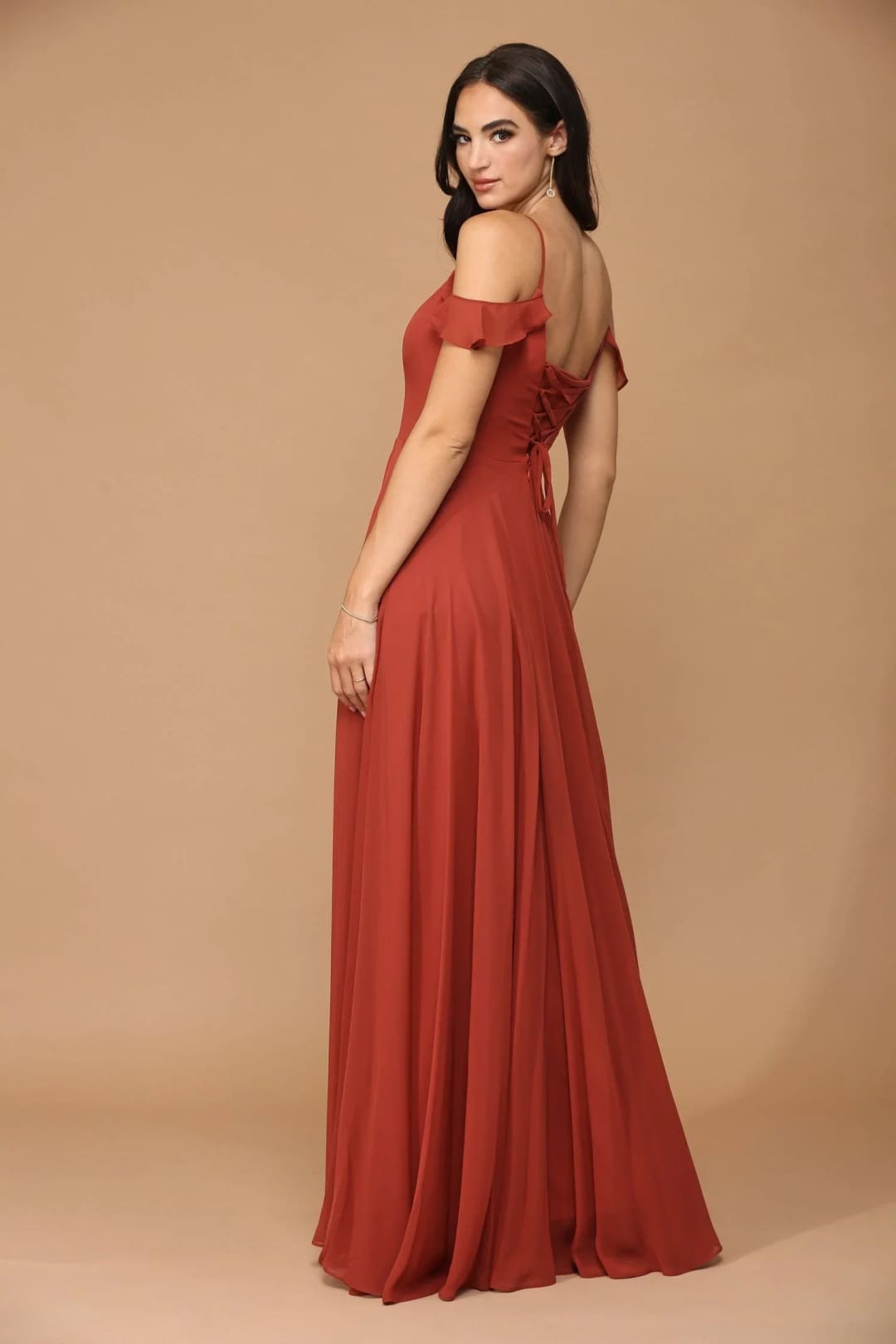 Eva USA 3447 Long Off Shoulder Formal Chiffon Bridesmaids Dress - Bridesmaids Long Dress