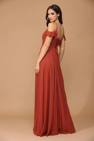 Eva USA 3447 Long Off Shoulder Formal Chiffon Bridesmaids Dress - Bridesmaids Long Dress