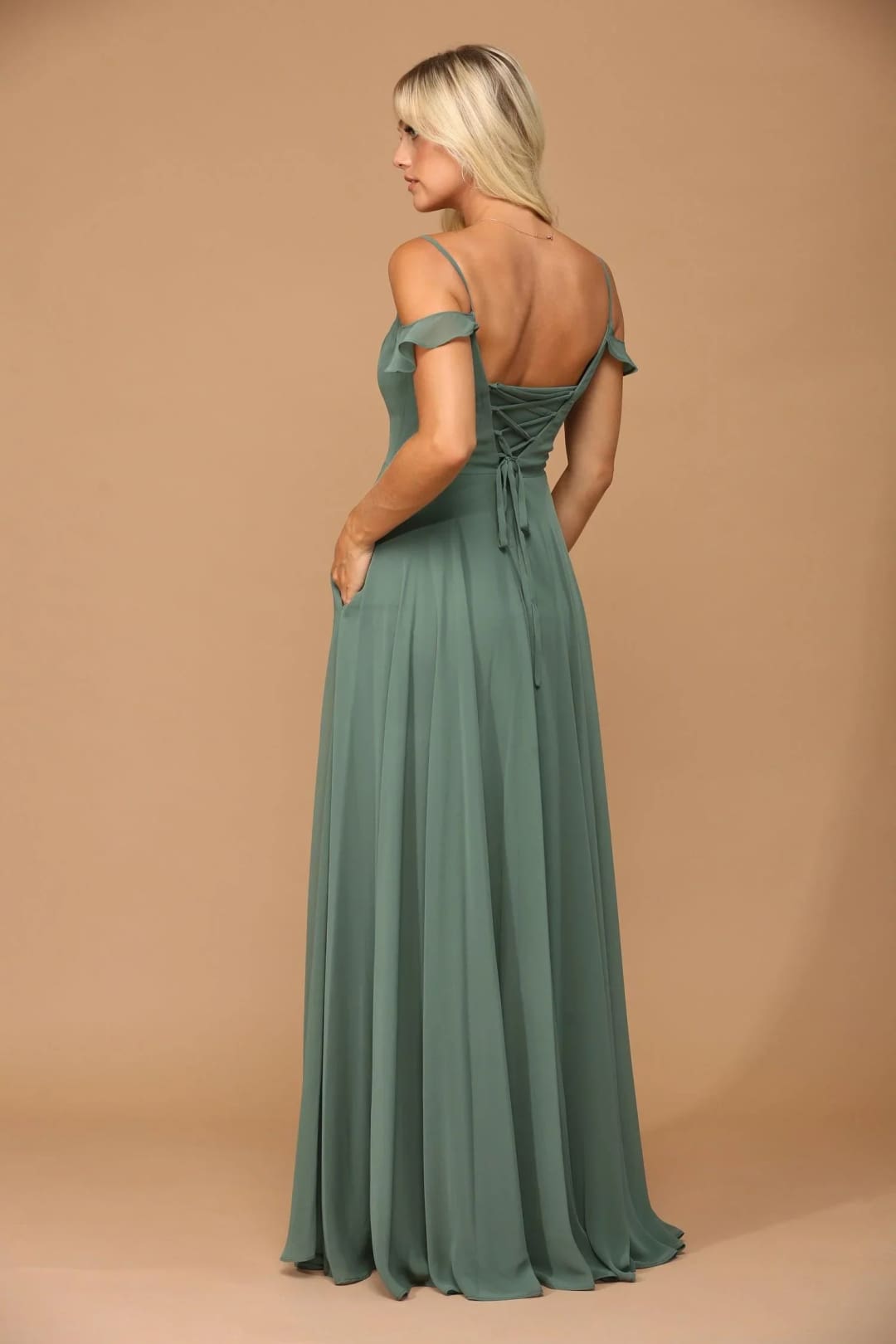 Eva USA 3447 Long Off Shoulder Formal Chiffon Bridesmaids Dress - Bridesmaids Long Dress