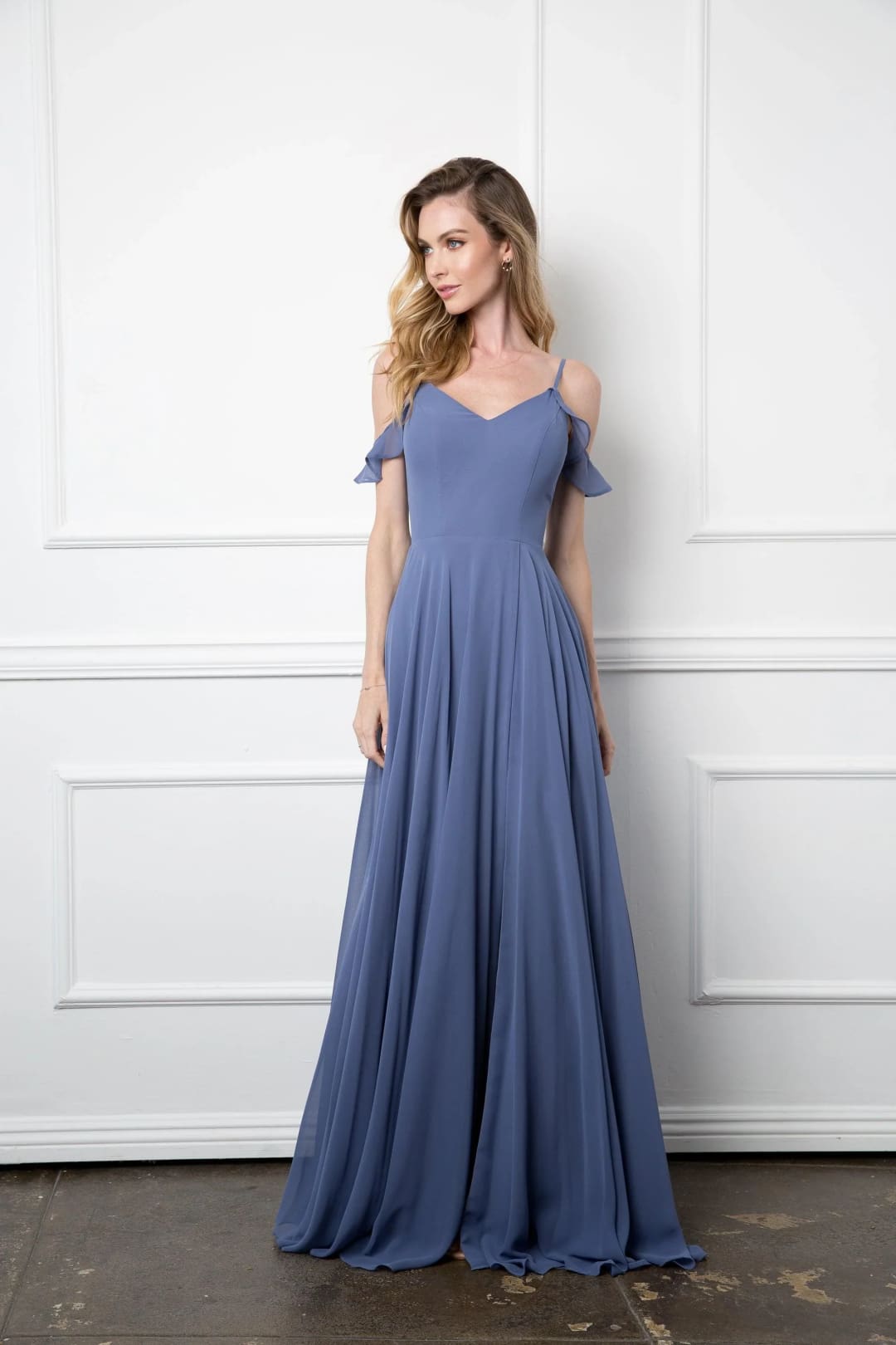 Eva USA 3447 Long Off Shoulder Formal Chiffon Bridesmaids Dress - Bridesmaids Long Dress