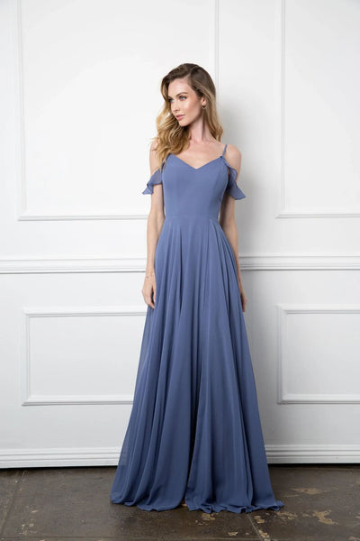 Eva USA 3447 Long Off Shoulder Formal Chiffon Bridesmaids Dress - Bridesmaids Long Dress