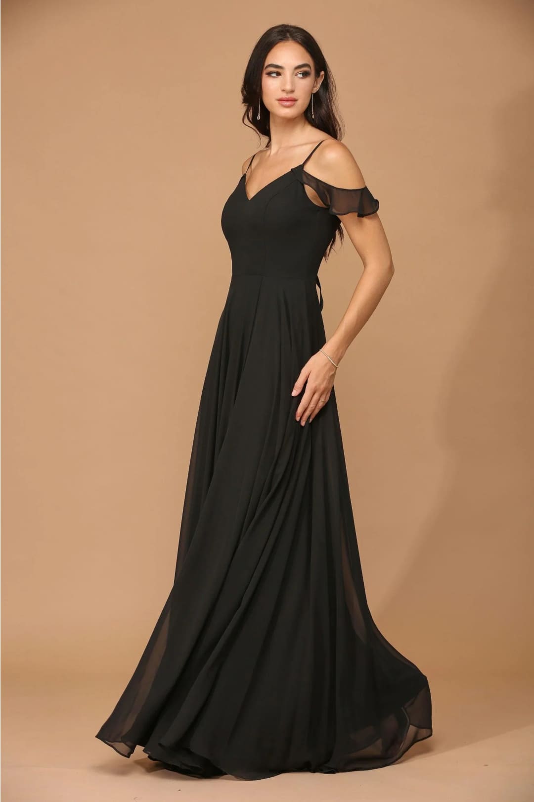 Eva USA 3447 Long Off Shoulder Formal Chiffon Bridesmaids Dress - Bridesmaids Long Dress