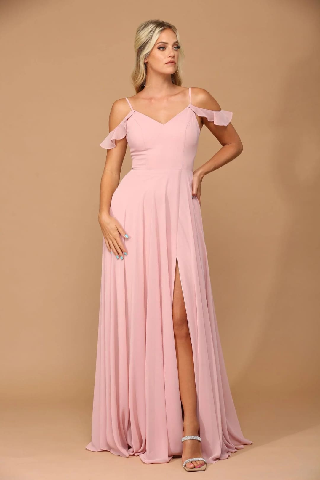 Eva USA 3447 Long Off Shoulder Formal Chiffon Bridesmaids Dress - Bridesmaids Long Dress