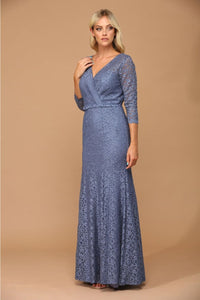 Eva USA 3450 3/4 Sleeve Glitter Mother of the Bride Formal Gown - Dress