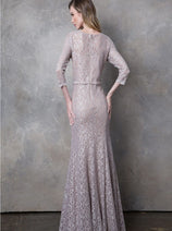 Eva USA 3450 3/4 Sleeve Glitter Mother of the Bride Formal Gown