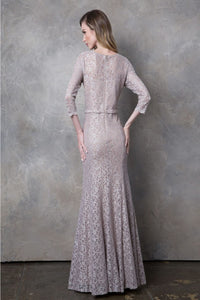 Eva USA 3450 3/4 Sleeve Glitter Mother of the Bride Formal Gown - Dress