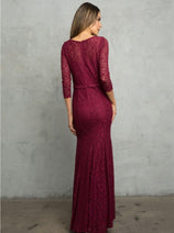 Eva USA 3450 3/4 Sleeve Glitter Mother of the Bride Formal Gown