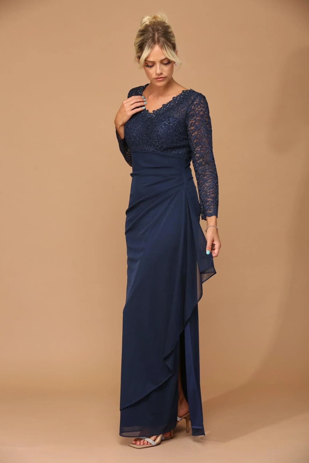 Eva USA 3451 Long Sleeve Formal Mother of the Bride Evening Gown - Mother of the Bride Dress