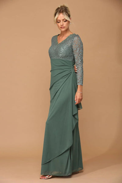 Eva USA 3451 Long Sleeve Formal Mother of the Bride Evening Gown - Mother of the Bride Dress