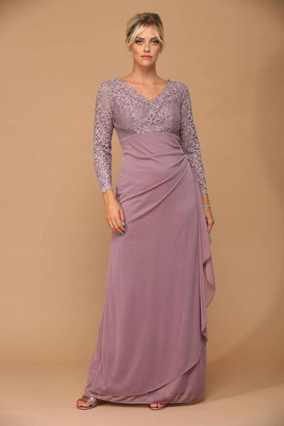 Eva USA 3451 Long Sleeve Formal Mother of the Bride Evening Gown - Mother of the Bride Dress