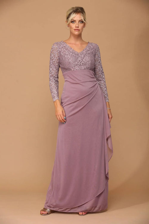 Eva USA 3451 Long Sleeve Formal Mother of the Bride Evening Gown - Mother of the Bride Dress