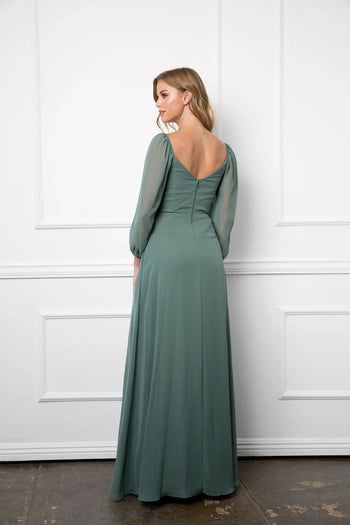 Eva USA 3452 Long Sleeve Formal Chiffon Dress - Formal Dress