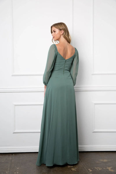 Eva USA 3452 Long Sleeve Formal Chiffon Dress - Formal Dress