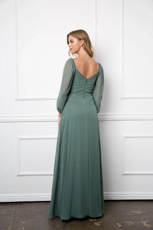 Eva USA 3452 Long Sleeve Formal Chiffon Dress - Formal Dress