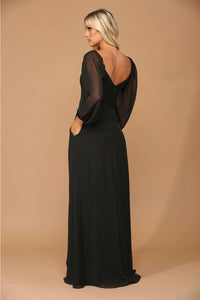 Eva USA 3452 Long Sleeve Formal Chiffon Dress - Formal Dress