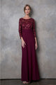 Eva USA 3453 Mother of the Bride Lace Long Formal Gown - BURGUNDY / M - Dress