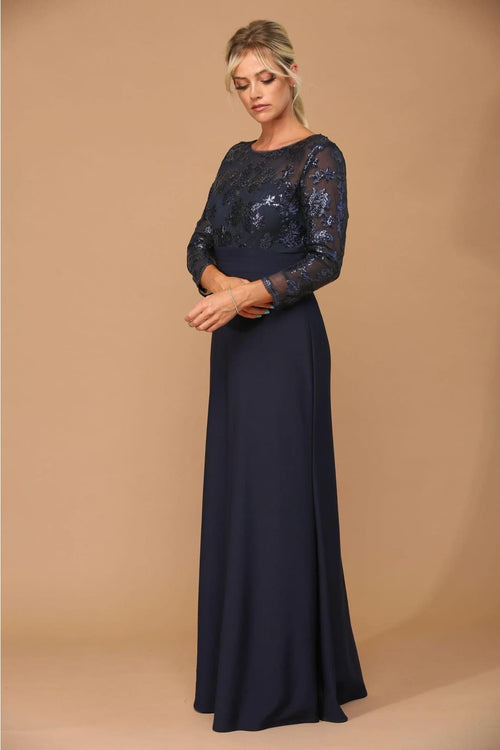 Eva USA 3453 Mother of the Bride Long Formal Evening Lace Dress - Mother of the Bride Dress