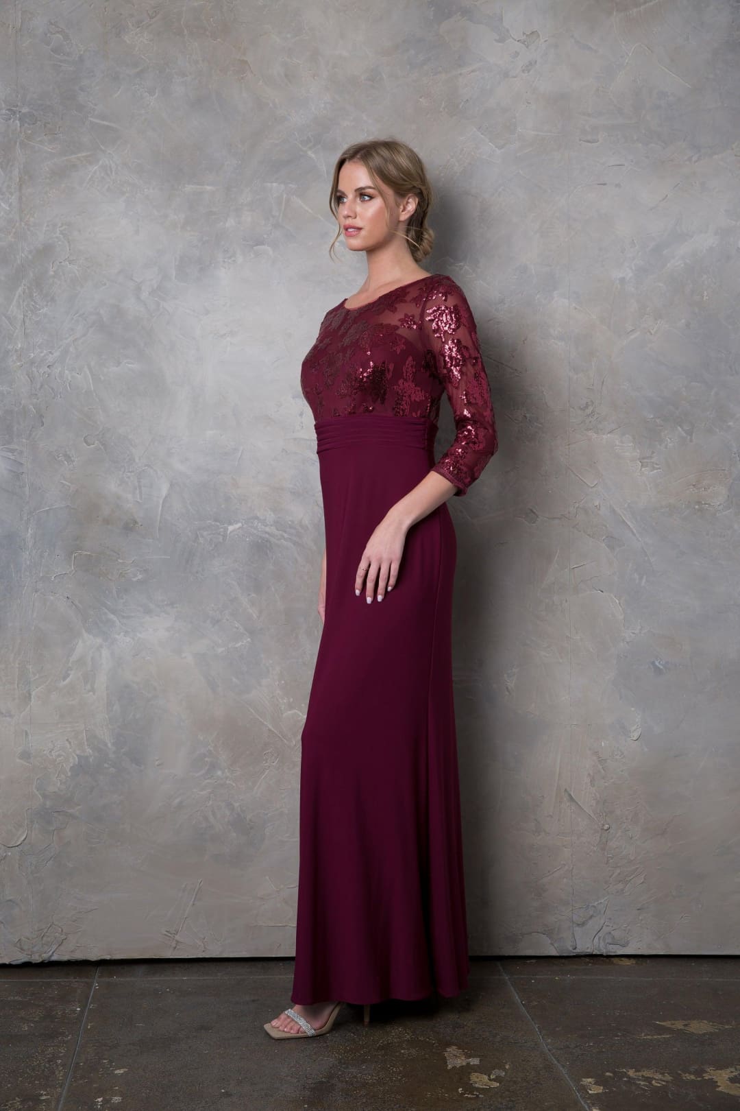 Eva USA 3453 Mother of the Bride Long Formal Evening Lace Dress - Mother of the Bride Dress