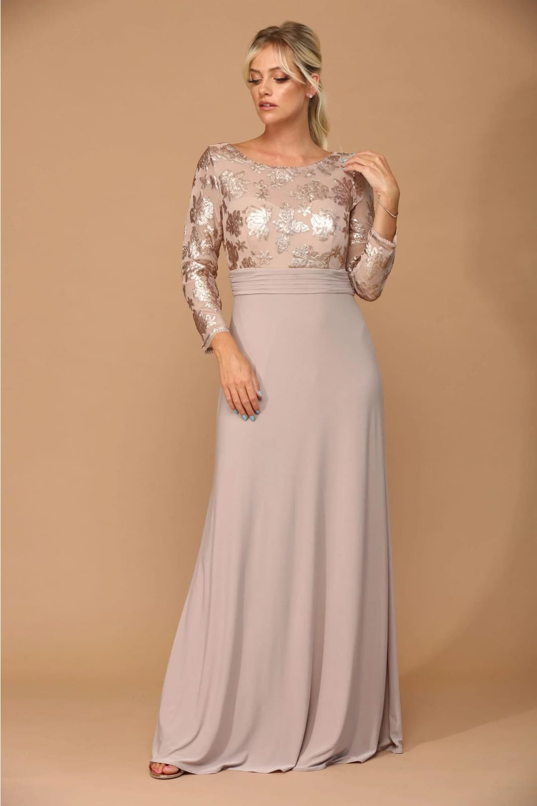 Eva USA 3453 Mother of the Bride Long Formal Evening Lace Dress - Mother of the Bride Dress