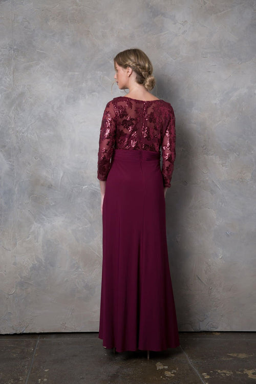 Eva USA 3453 Mother of the Bride Long Formal Evening Lace Dress - Mother of the Bride Dress