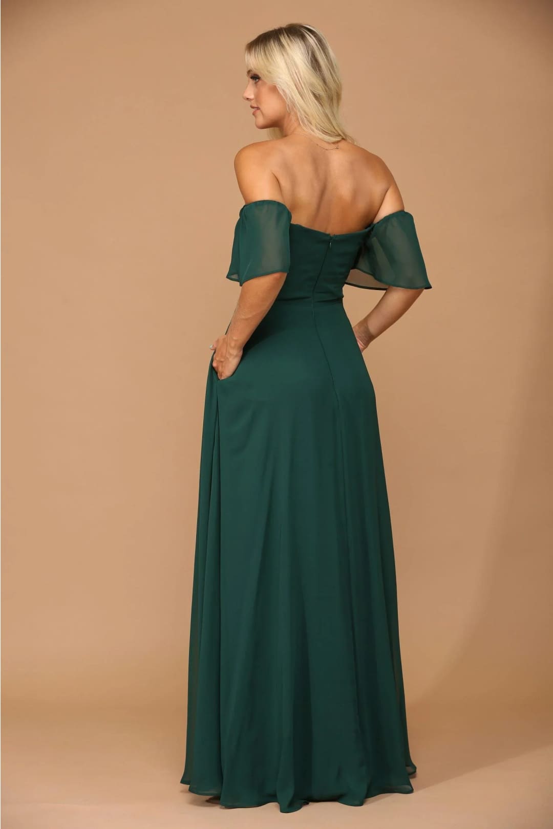 Eva USA 3454 Long Formal Bridesmaids Chiffon Evening Gown - Long Bridesmaids Dress