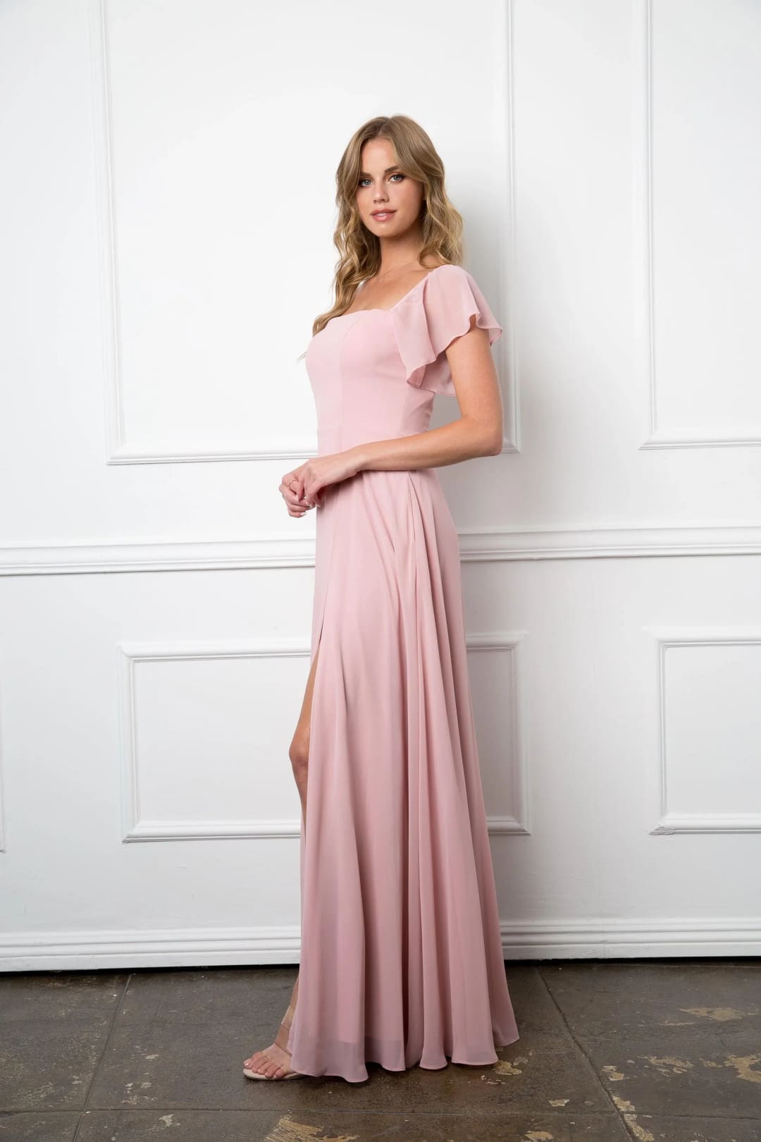 Eva USA 3454 Long Formal Bridesmaids Chiffon Evening Gown - Long Bridesmaids Dress
