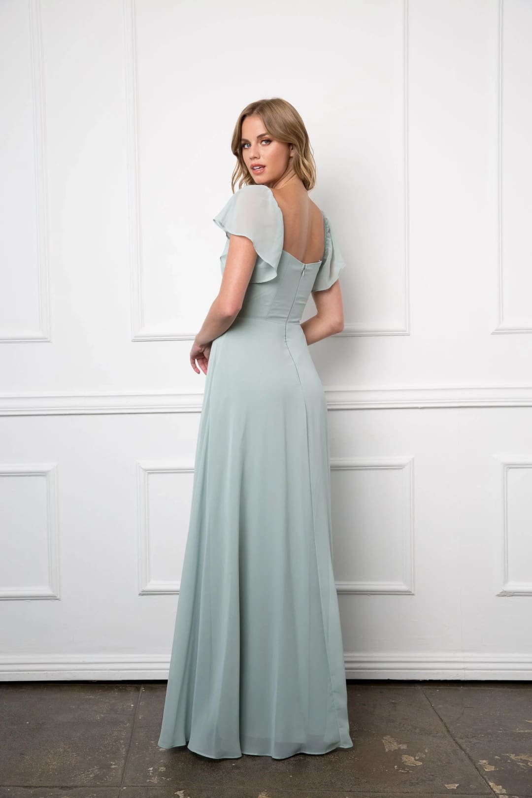 Eva USA 3454 Long Formal Bridesmaids Chiffon Evening Gown - Long Bridesmaids Dress