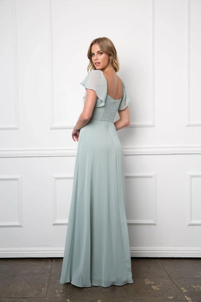 Eva USA 3454 Long Formal Bridesmaids Chiffon Evening Gown - Long Bridesmaids Dress